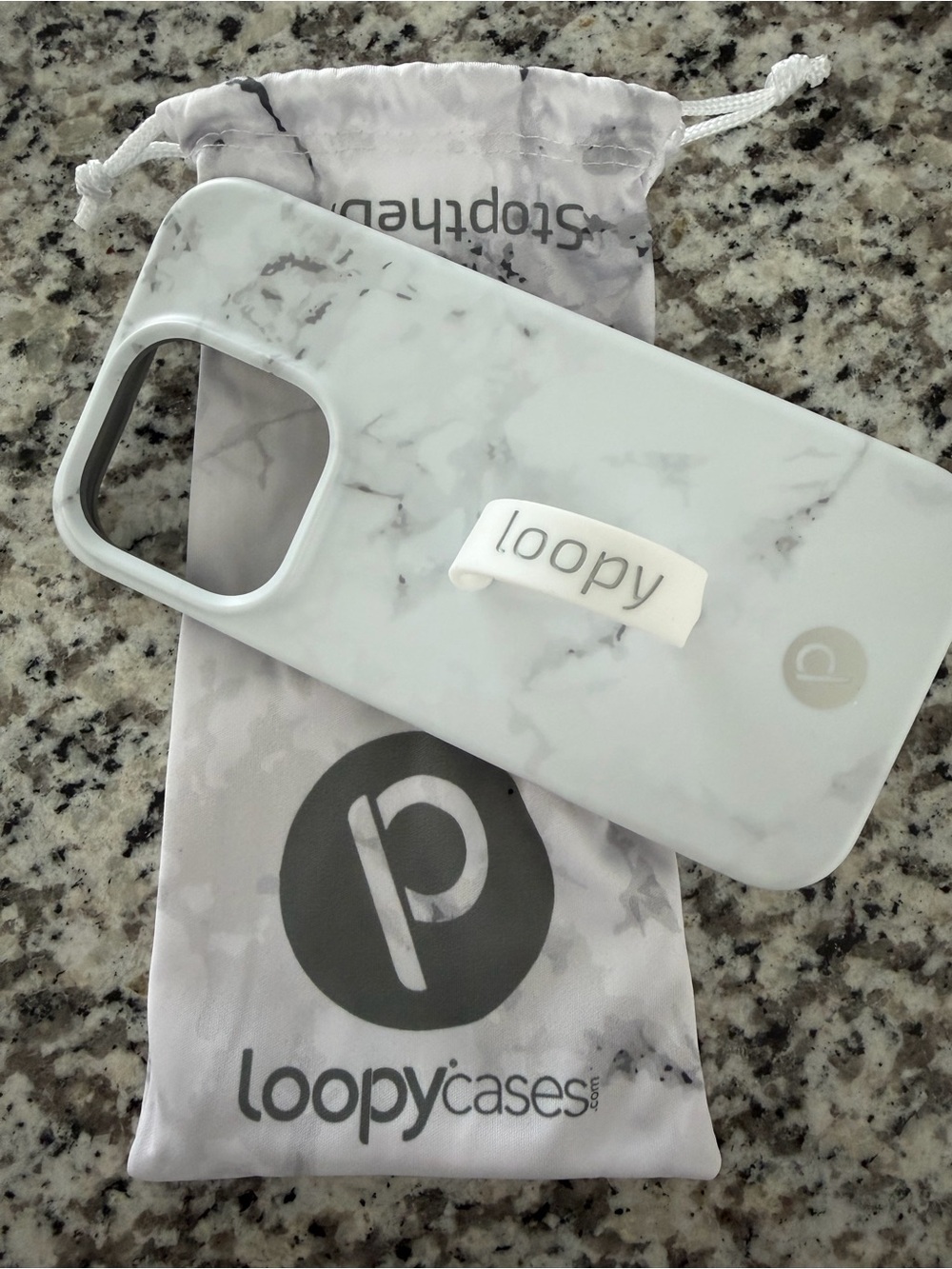NEW Loopy Case White Marble Phone Case with Built-In Loop Strap